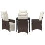 Conjunto de Comedor de Jardín con cojín 5 pcs Marrón Poliratán