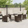 Conjunto de Comedor de Jardín con cojín 5 pcs Marrón Poliratán