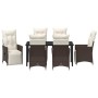 Conjunto de Comedor de Jardín con cojín 7 pcs Marrón Poliratán