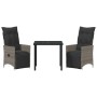 Conjunto de Comedor de Jardín con cojín 3 pcs Gris Poliratán