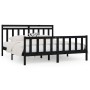 Estructura de cama madera maciza Super King negra 180x200 cm