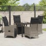 Conjunto de Comedor de Jardín con cojín 5 pcs Gris Poliratán