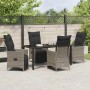 Conjunto de Comedor de Jardín con cojín 5 pcs Gris Poliratán