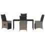 Conjunto de Comedor de Jardín con cojín 5 pcs Gris Poliratán