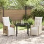 Conjunto de Comedor de Jardín con cojín 3 pcs Beige Poliratán