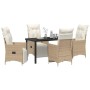 Conjunto de Comedor de Jardín con cojín 5 pcs Beige Poliratán