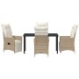 Conjunto de Comedor de Jardín con cojín 5 pcs Beige Poliratán