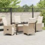 Conjunto de Comedor de Jardín con cojín 5 pcs Beige Poliratán