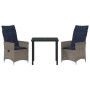 Conjunto de Comedor de Jardín 3 pcs Gris ratán sintético