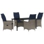Conjunto de Comedor de Jardín 5 pcs Gris ratán sintético