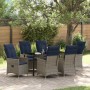 Conjunto de Comedor de Jardín 7 pcs Gris ratán sintético