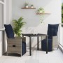 Conjunto de Comedor de Jardín 3 pcs Gris ratán sintético