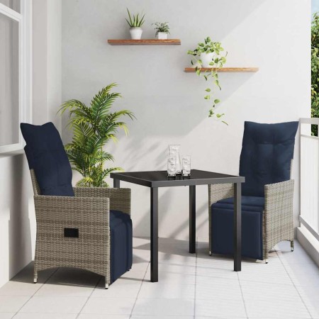 Conjunto de Comedor de Jardín 3 pcs Gris ratán sintético