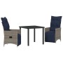 Conjunto de Comedor de Jardín 3 pcs Gris ratán sintético