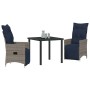Conjunto de Comedor de Jardín 3 pcs Gris ratán sintético