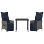 Conjunto de Comedor de Jardín 3 pcs Gris ratán sintético