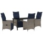 Conjunto de Comedor de Jardín 5 pcs Gris ratán sintético