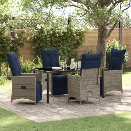 Conjunto de Comedor de Jardín 5 pcs Gris ratán sintético