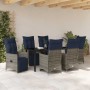 Conjunto de Comedor de Jardín 7 pcs Gris ratán sintético