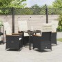 Conjunto de Comedor de Jardín con cojín 5 pcs Negro Poliratán