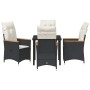 Conjunto de Comedor de Jardín con cojín 5 pcs Negro Poliratán