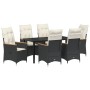 Conjunto de Comedor de Jardín con cojín 7 pcs Negro Poliratán