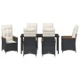 Conjunto de Comedor de Jardín con cojín 7 pcs Negro Poliratán