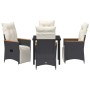 Conjunto de Comedor de Jardín con cojín 5 pcs Negro Poliratán