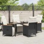 Conjunto de Comedor de Jardín con cojín 5 pcs Negro Poliratán