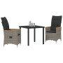 Conjunto de Comedor de Jardín con cojín 3 pcs Gris Poliratán