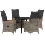 Conjunto de Comedor de Jardín con cojín 5 pcs Gris Poliratán