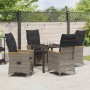 Conjunto de Comedor de Jardín con cojín 5 pcs Gris Poliratán