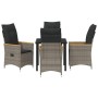 Conjunto de Comedor de Jardín con cojín 5 pcs Gris Poliratán
