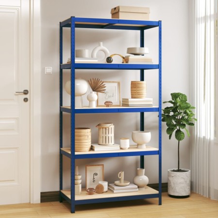 5-stöckiges Aufbewahrungsregal aus blauem Sperrholzstahl von vidaXL, Industrieregale - Ref: Foro24-152884, Preis: 82,12 €, Ra...