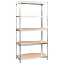 Estantería almacenaje 5 niveles contrachapada y acero plata by vidaXL, Industrial shelving - Ref: Foro24-152882, Price: 58,15...
