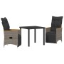 Conjunto de Comedor de Jardín con cojín 3 pcs Gris Poliratán
