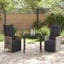 Conjunto de Comedor de Jardín con cojín 3 pcs Gris Poliratán