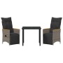 Conjunto de Comedor de Jardín con cojín 3 pcs Gris Poliratán