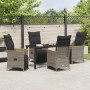 Conjunto de Comedor de Jardín con cojín 5 pcs Gris Poliratán