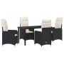 Conjunto de Comedor de Jardín con cojín 5 pcs Negro Poliratán