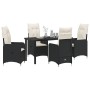 Conjunto de Comedor de Jardín con cojín 5 pcs Negro Poliratán