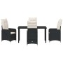 Conjunto de Comedor de Jardín con cojín 5 pcs Negro Poliratán