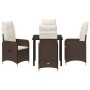 Conjunto de Comedor de Jardín con cojín 5 pcs Marrón Poliratán