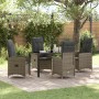 Conjunto de Comedor de Jardín con cojín 5 pcs Gris Poliratán