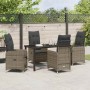 Conjunto de Comedor de Jardín con cojín 5 pcs Gris Poliratán
