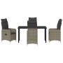 Conjunto de Comedor de Jardín con cojín 5 pcs Gris Poliratán