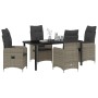Conjunto de Comedor de Jardín con cojín 5 pcs Gris Poliratán