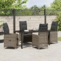 Conjunto de Comedor de Jardín con cojín 5 pcs Gris Poliratán
