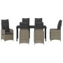 Conjunto de Comedor de Jardín con cojín 7 pcs Gris Poliratán