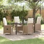 Conjunto de Comedor de Jardín con cojín 5 pcs Beige Poliratán